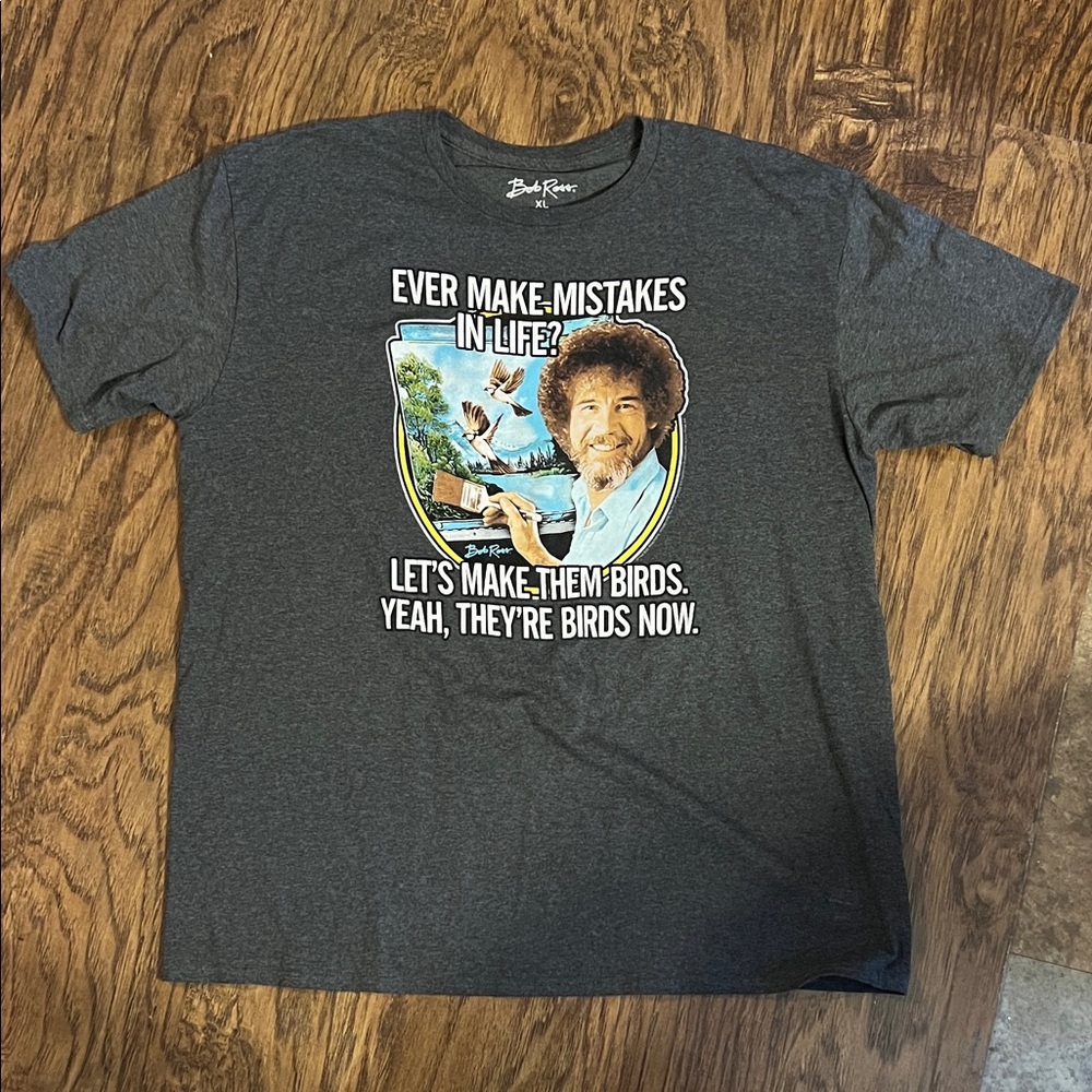 Bob Ross Charcoal Graphic Tee for Men
